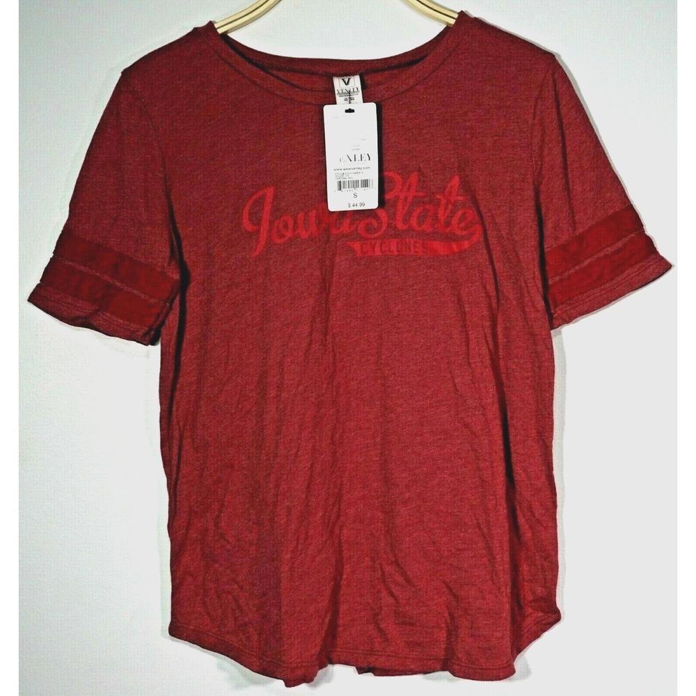 Iowa State Cyclones Women Small NCAA Venley Cardinal Red‎ T-Shirt NEW
